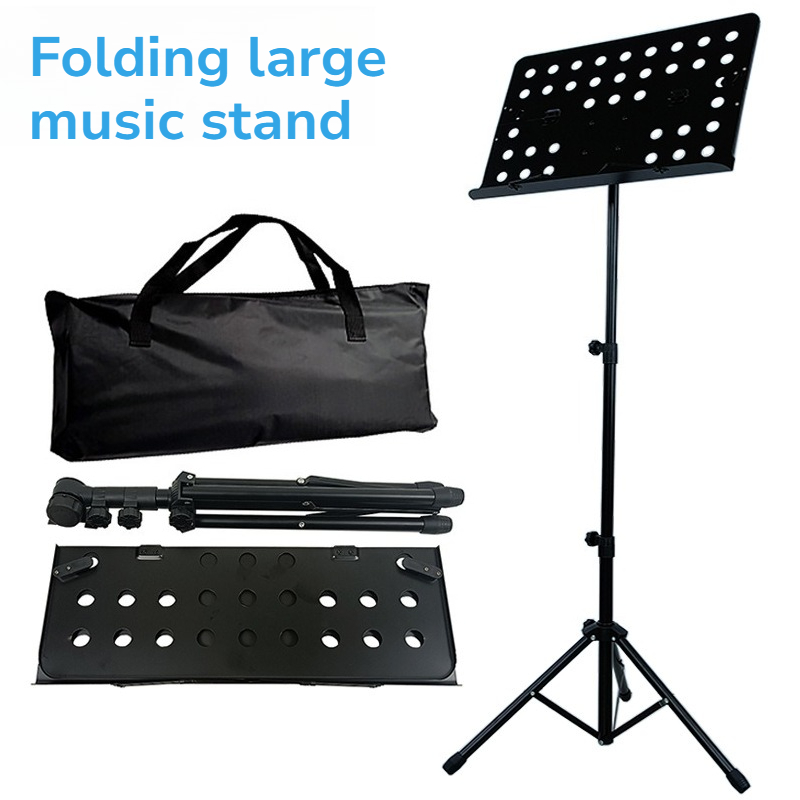 Music Stand Folding - Supporto Musicale Pieghevole in Metallo, Nero,