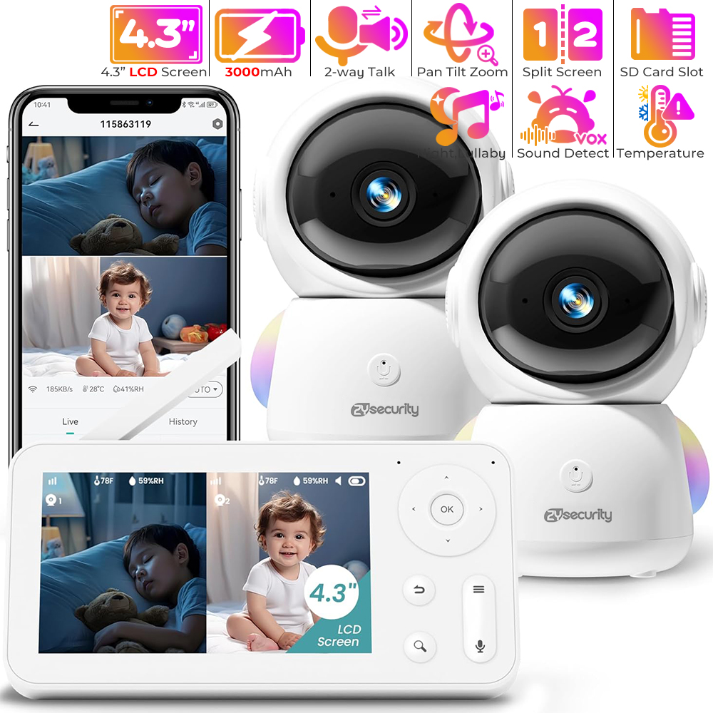 Audio Music Apps - Baby monitor 2K con 2 telecamere